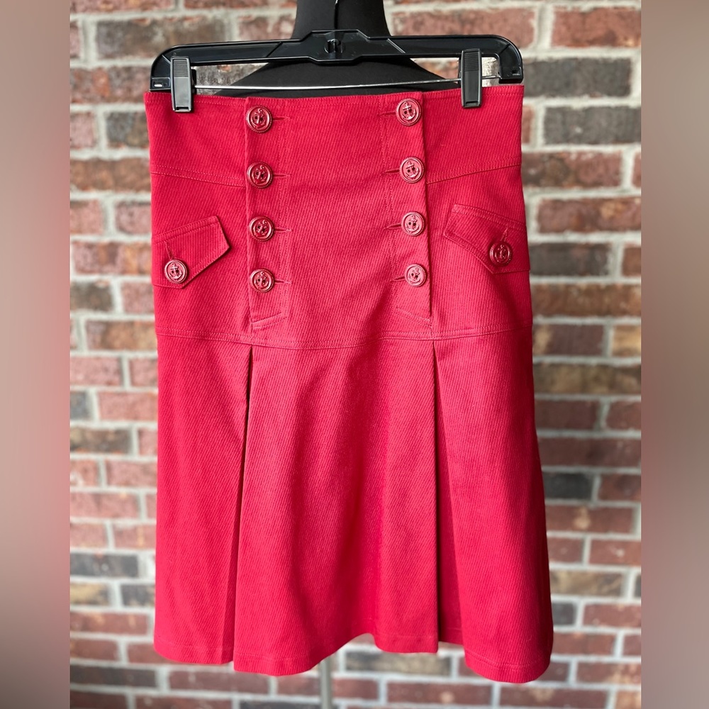 Nanette Lepore Red Pleated Skirt, size 10 (fits like a 6)